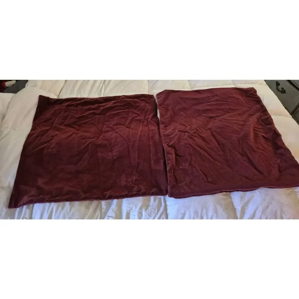 💥 IKEA 2 SANELA MAROON VELVET ( SQUARE ZIPPERED PILLOW COVER/SHAMS